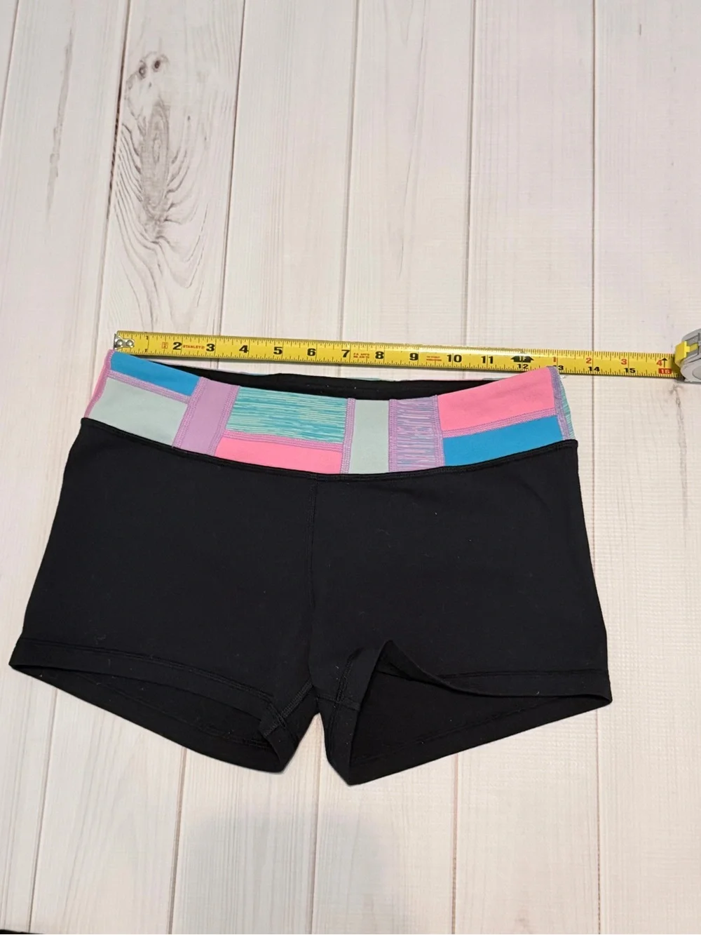 Ivivva Black Shorts with Pink, Purple, Blue & Mint Waistband